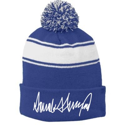 Trump Signature Design Meaningful Gift Stripe Pom Pom Beanie