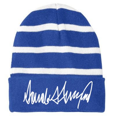 Trump Signature Design Meaningful Gift Striped Beanie with Solid Band