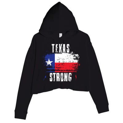 Texas Strong Distressed Flag Texan Pride Crop Fleece Hoodie