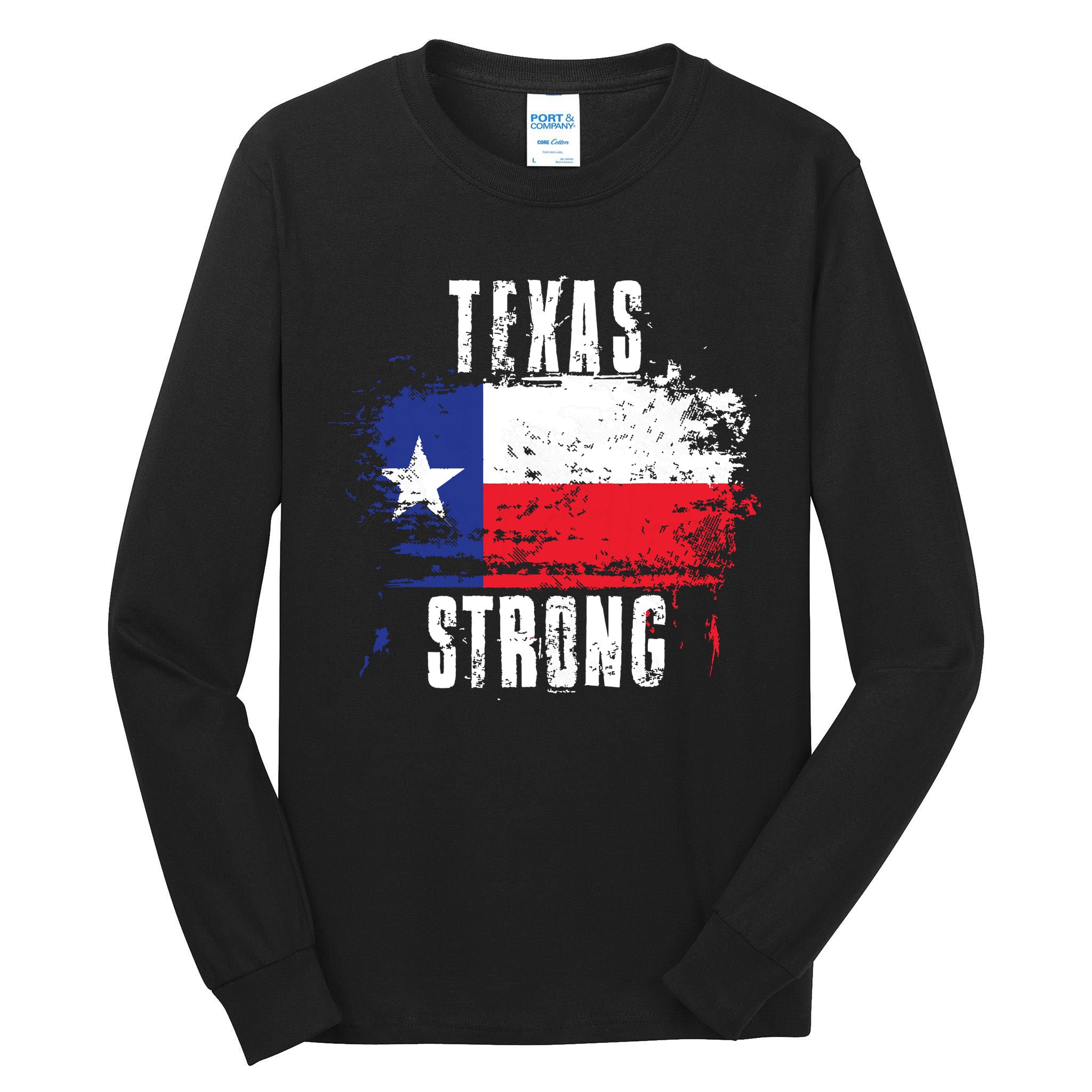 Texas Strong Distressed Flag Texan Pride Tall Long Sleeve T-Shirt