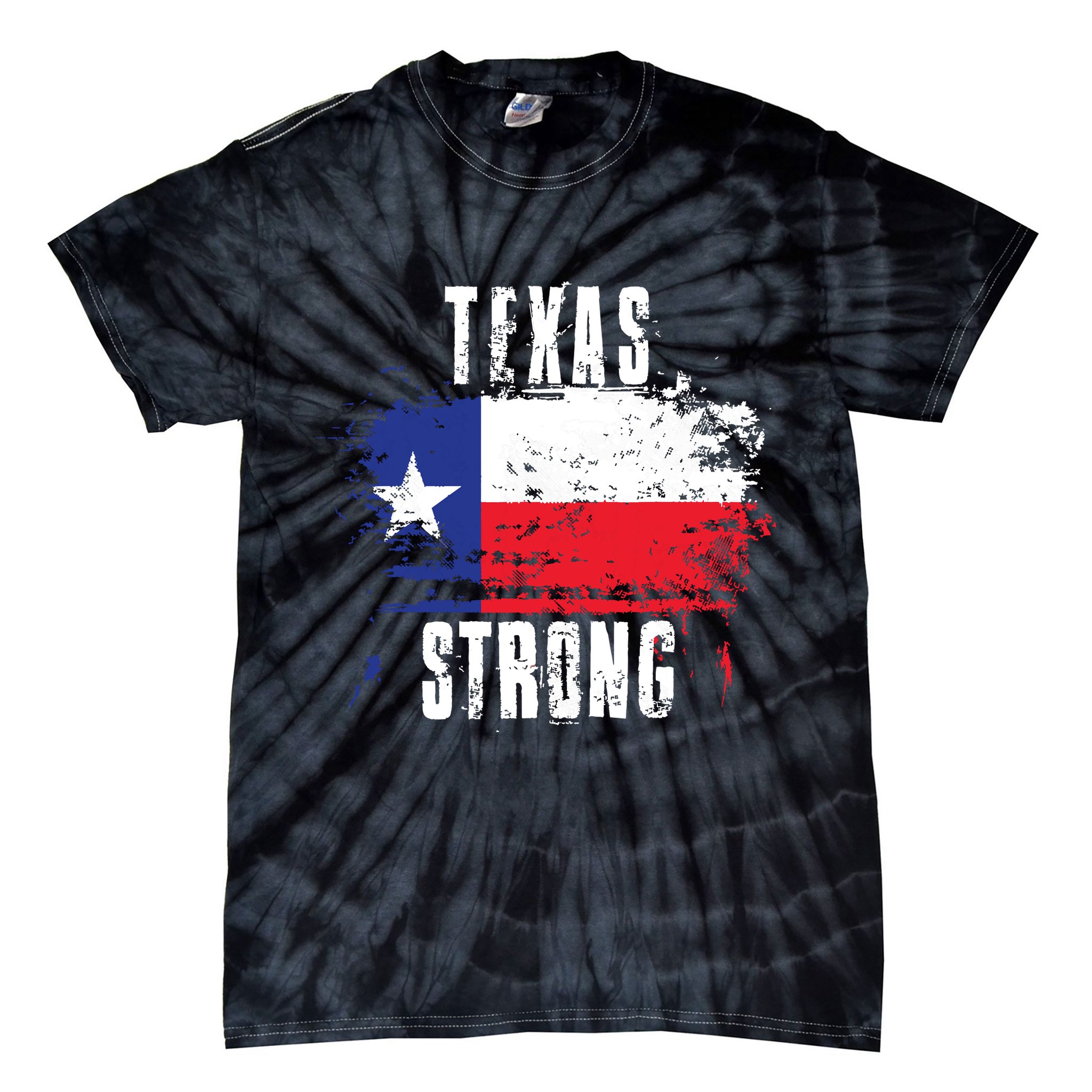 Texas Strong Distressed Flag Texan Pride Tie-Dye T-Shirt