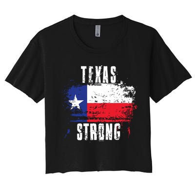 Texas Strong Distressed Flag Texan Pride Crop Top