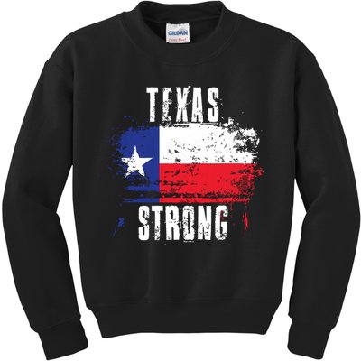 Texas Strong Distressed Flag Texan Pride Kids Sweatshirt