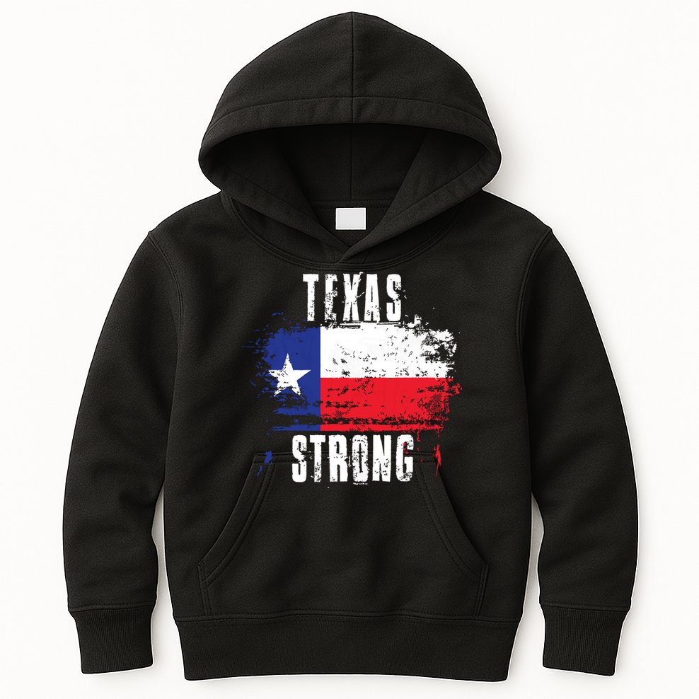 Texas Strong Distressed Flag Texan Pride Kids Hoodie