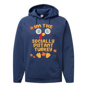 The Socially Distant Turkey Matching Thanksgiving Family Meaningful Gift Performance Fleece Hoodie