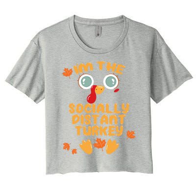 The Socially Distant Turkey Matching Thanksgiving Family Meaningful Gift Women's Crop Top Tee