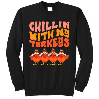 Turkey Squad Dinner Chillin With My Turkeys Fun Thanksgiving Sweatshirt