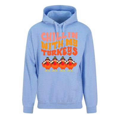 Turkey Squad Dinner Chillin With My Turkeys Fun Thanksgiving Unisex Surf Hoodie