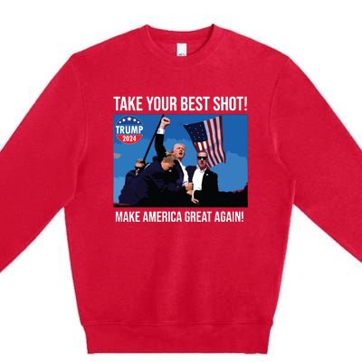 Trump Shot Donald Trump Make America Great Again Trump Mug Shot Premium Crewneck Sweatshirt