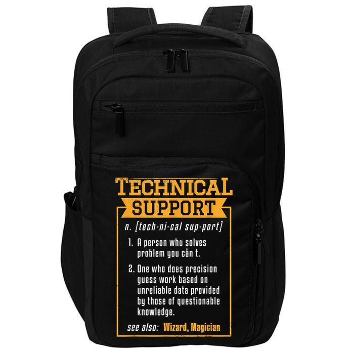 Tech Support Definition Funny Computer Geek Impact Tech Backpack