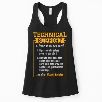 Tech Support Definition Funny Computer Geek Women's Racerback Tank