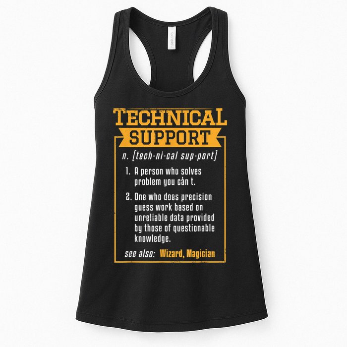 Tech Support Definition Funny Computer Geek Women's Racerback Tank