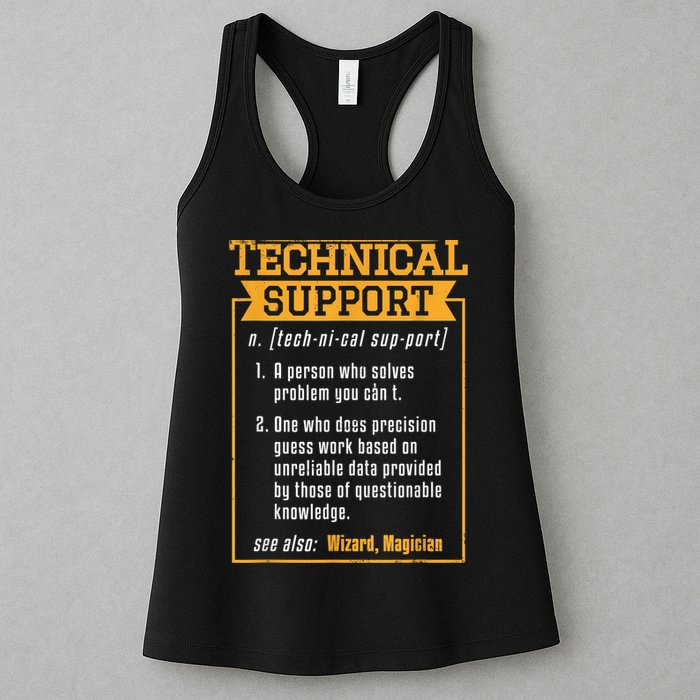 Tech Support Definition Funny Computer Geek Women's Racerback Tank
