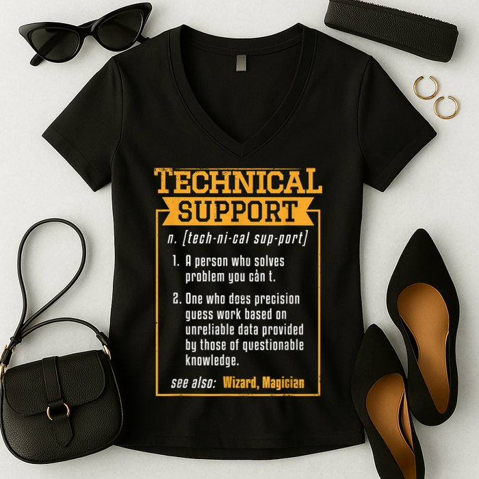 Tech Support Definition Funny Computer Geek Women's V-Neck T-Shirt