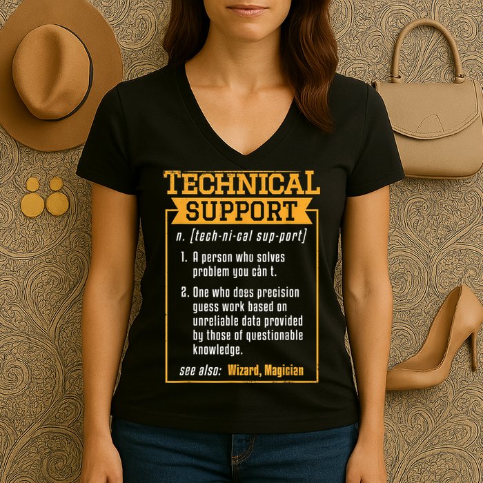 Tech Support Definition Funny Computer Geek Women's V-Neck T-Shirt