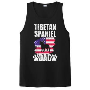 Tibetan Spaniel Dad Dog Lover American Us Flag PosiCharge Competitor Tank