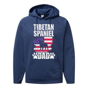 Tibetan Spaniel Dad Dog Lover American Us Flag Performance Fleece Hoodie