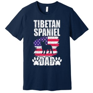 Tibetan Spaniel Dad Dog Lover American Us Flag Premium T-Shirt