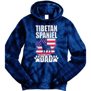 Tibetan Spaniel Dad Dog Lover American Us Flag Tie Dye Hoodie