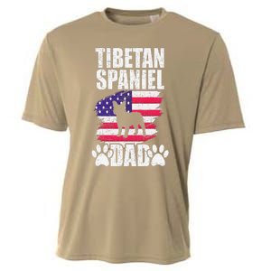 Tibetan Spaniel Dad Dog Lover American Us Flag Cooling Performance Crew T-Shirt