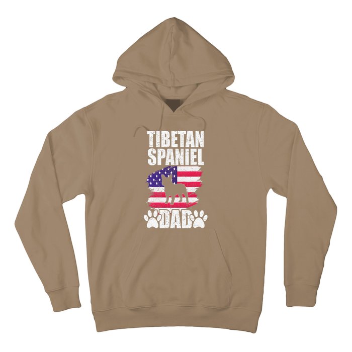 Tibetan Spaniel Dad Dog Lover American Us Flag Hoodie