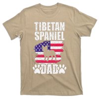 Tibetan Spaniel Dad Dog Lover American Us Flag T-Shirt