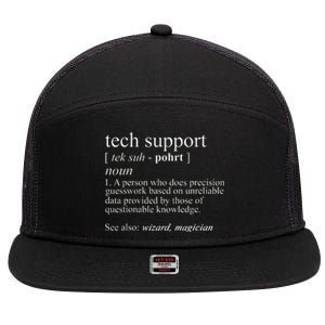 Tech Support Definition Funny Cute Computer 7 Panel Mesh Trucker Snapback Hat