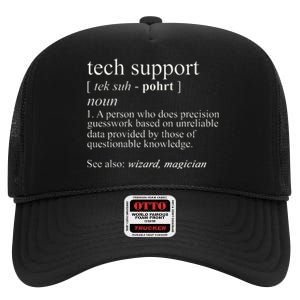 Tech Support Definition Funny Cute Computer High Crown Mesh Back Trucker Hat