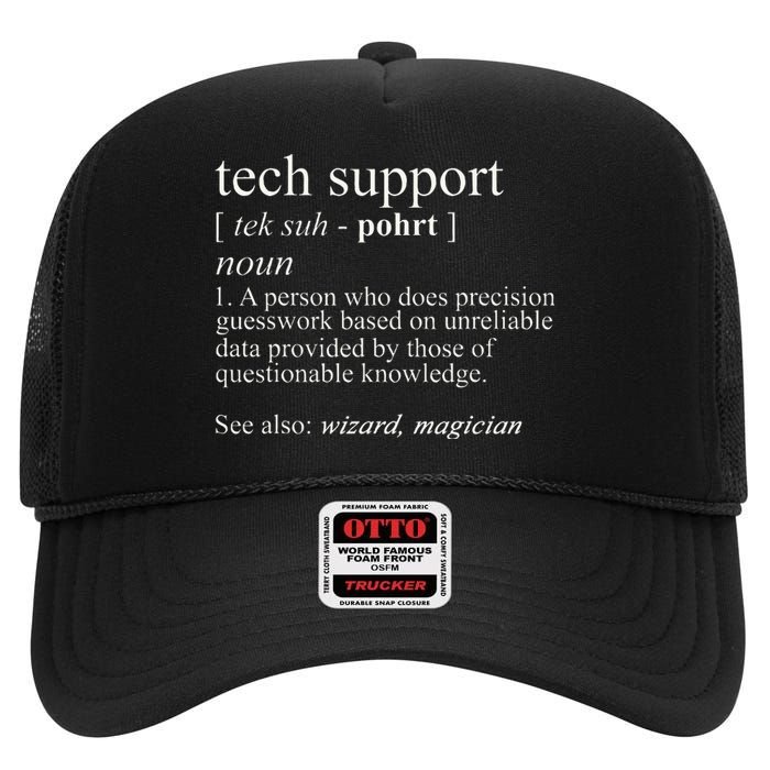 Tech Support Definition Funny Cute Computer High Crown Mesh Back Trucker Hat