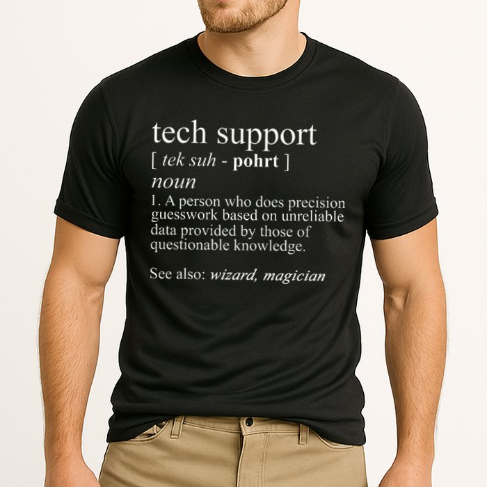 Tech Support Definition Funny Cute Computer Cooling Performance Crew T-Shirt