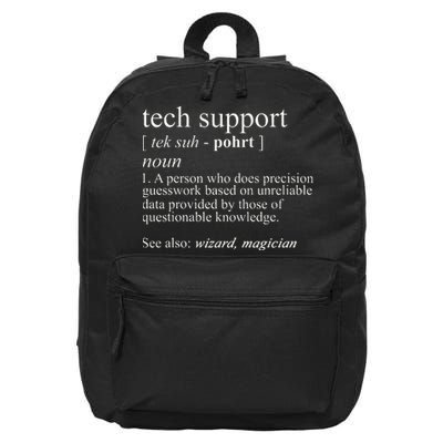 Tech Support Definition Funny Cute Computer 16 in Basic Backpack