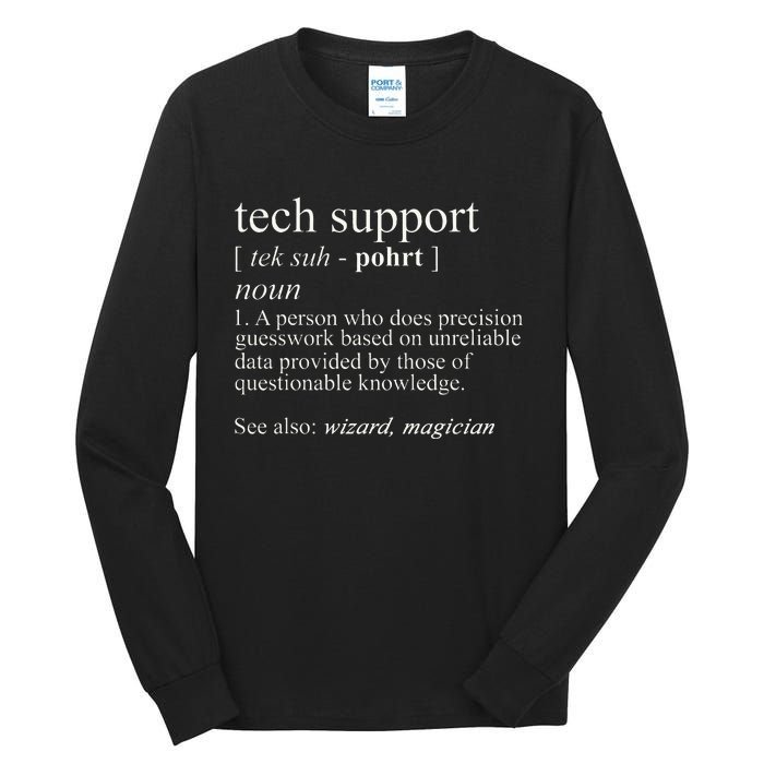 Tech Support Definition Funny Cute Computer Tall Long Sleeve T-Shirt