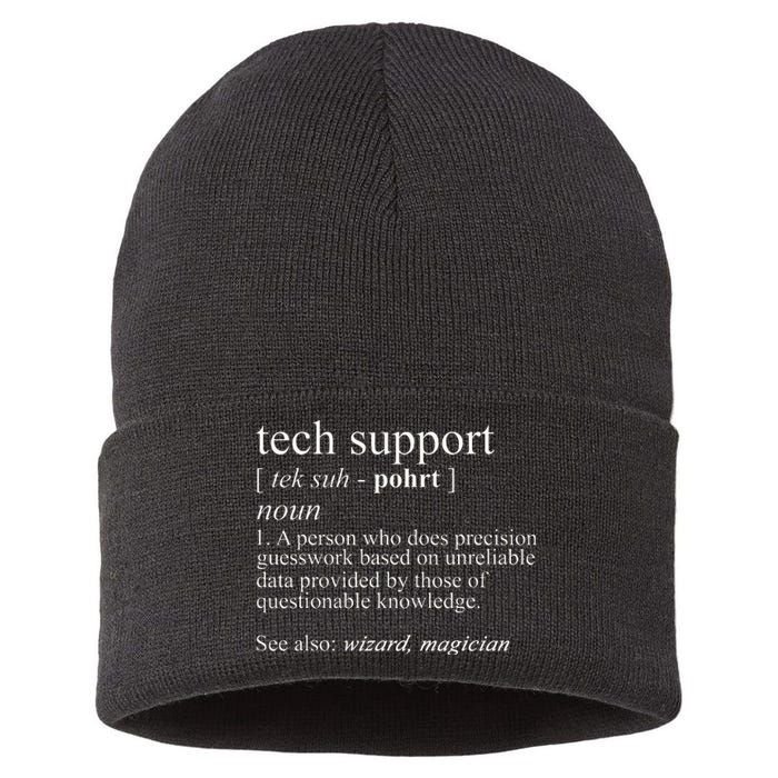 Tech Support Definition Funny Cute Computer Sustainable Knit Beanie