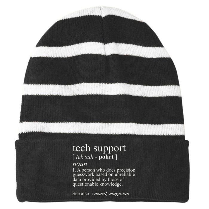 Tech Support Definition Funny Cute Computer Striped Beanie with Solid Band