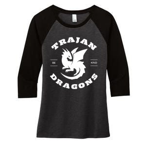 Trajan School Dragons Women's Tri-Blend 3/4-Sleeve Raglan Shirt