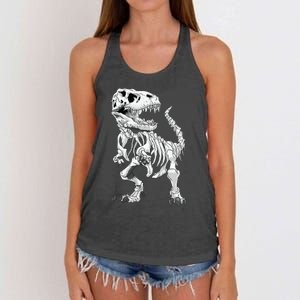 TRex Skeleton Dino Bones Paleontologist Fossil Dinosaur Women's Knotted Racerback Tank