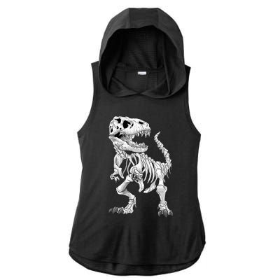 TRex Skeleton Dino Bones Paleontologist Fossil Dinosaur Funny Gift Ladies PosiCharge Tri-Blend Wicking Draft Hoodie Tank