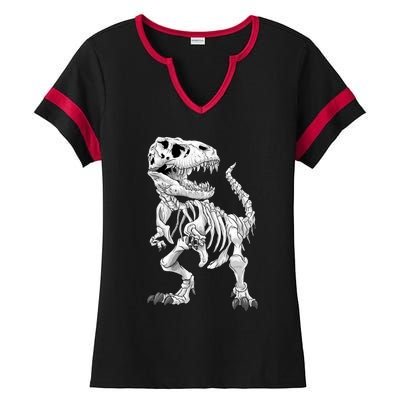 TRex Skeleton Dino Bones Paleontologist Fossil Dinosaur Funny Gift Ladies Halftime Notch Neck Tee