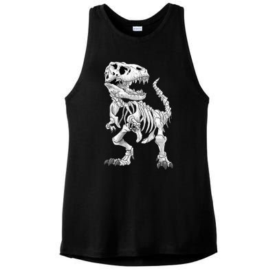 TRex Skeleton Dino Bones Paleontologist Fossil Dinosaur Funny Gift Ladies PosiCharge Tri-Blend Wicking Tank