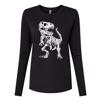 TRex Skeleton Dino Bones Paleontologist Fossil Dinosaur Funny Gift Womens Cotton Relaxed Long Sleeve T-Shirt