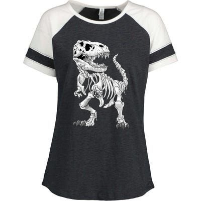 TRex Skeleton Dino Bones Paleontologist Fossil Dinosaur Funny Gift Enza Ladies Jersey Colorblock Tee