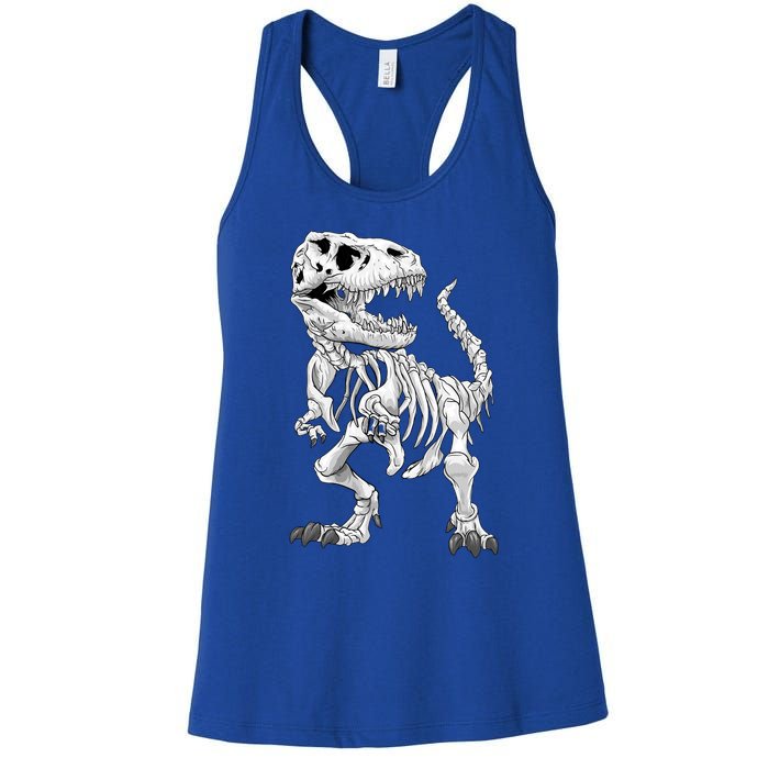 TRex Skeleton Dino Bones Paleontologist Fossil Dinosaur Funny Gift Women's Racerback Tank