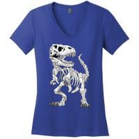 TRex Skeleton Dino Bones Paleontologist Fossil Dinosaur Funny Gift Women's V-Neck T-Shirt