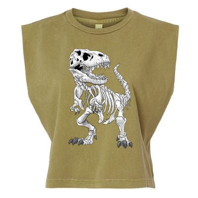 TRex Skeleton Dino Bones Paleontologist Fossil Dinosaur Funny Gift Garment-Dyed Women's Muscle Tee