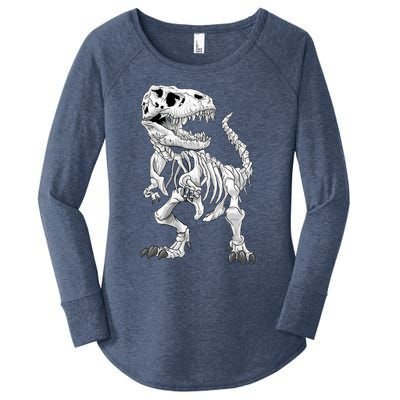 TRex Skeleton Dino Bones Paleontologist Fossil Dinosaur Funny Gift Women's Perfect Tri Tunic Long Sleeve Shirt