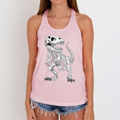 TRex Skeleton Dino Bones Paleontologist Fossil Dinosaur Funny Gift Women's Knotted Racerback Tank