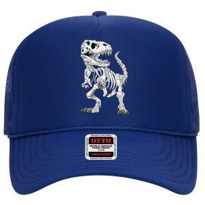 TRex Skeleton Dino Bones Paleontologist Fossil Dinosaur Funny Gift High Crown Mesh Back Trucker Hat