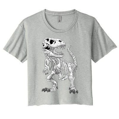 TRex Skeleton Dino Bones Paleontologist Fossil Dinosaur Funny Gift Women's Crop Top Tee