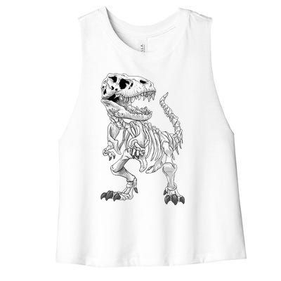 TRex Skeleton Dino Bones Paleontologist Fossil Dinosaur Funny Gift Women's Racerback Cropped Tank