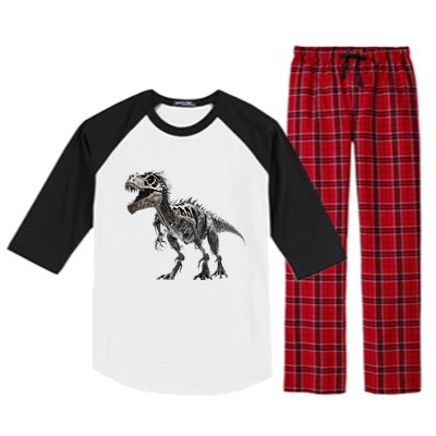 TRex Skeleton Dino Bones Paleontologist Fossil Dinosaur Great Gift Raglan Sleeve Pajama Set